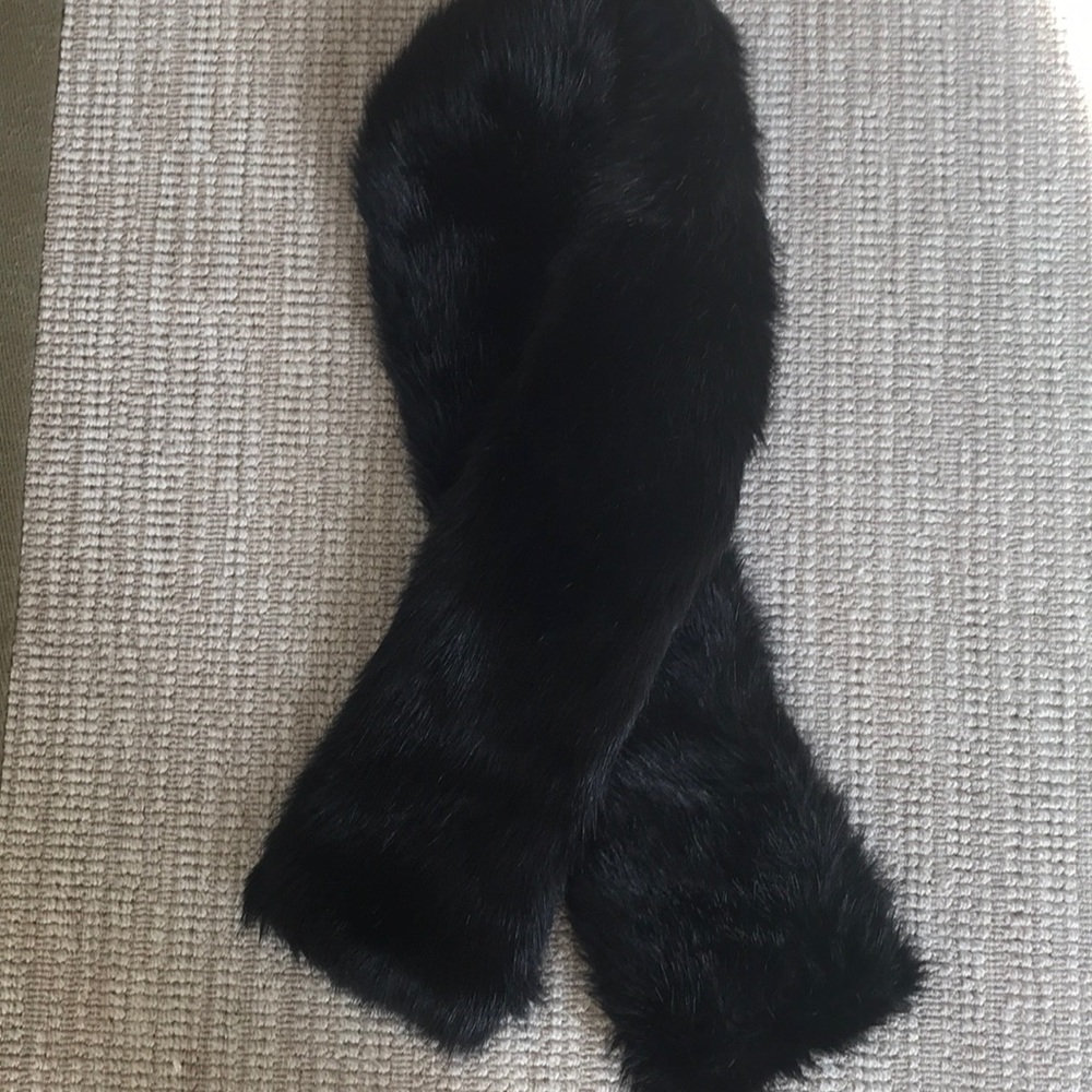 J. Crew Black Faux Fur Scarf